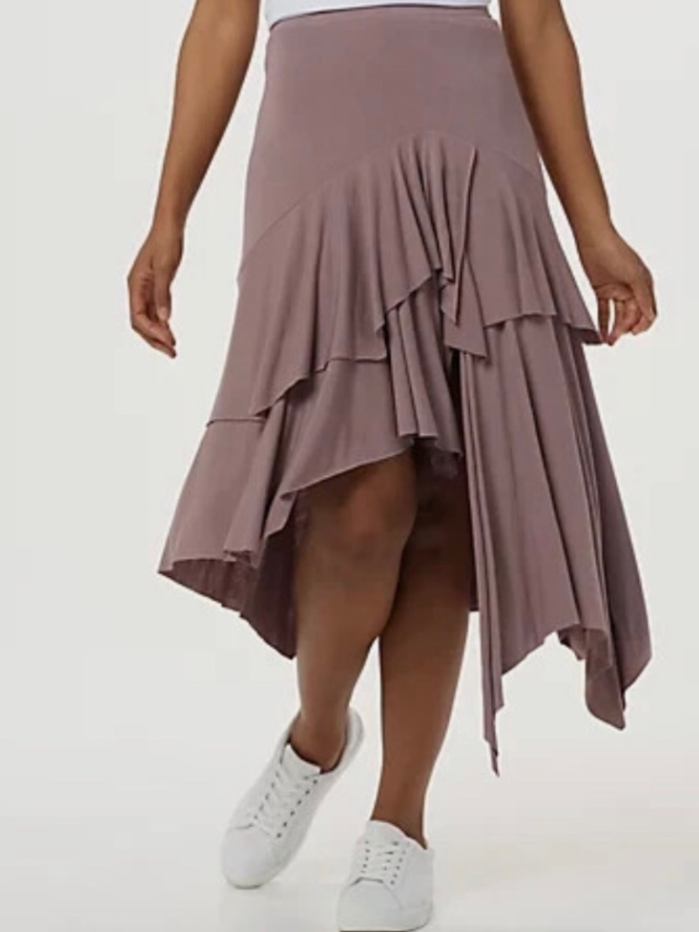 Peace Love Wold Hi Lo Jersey Tiered Ruffle Skirt Mocha Brown NWOT SZ XS